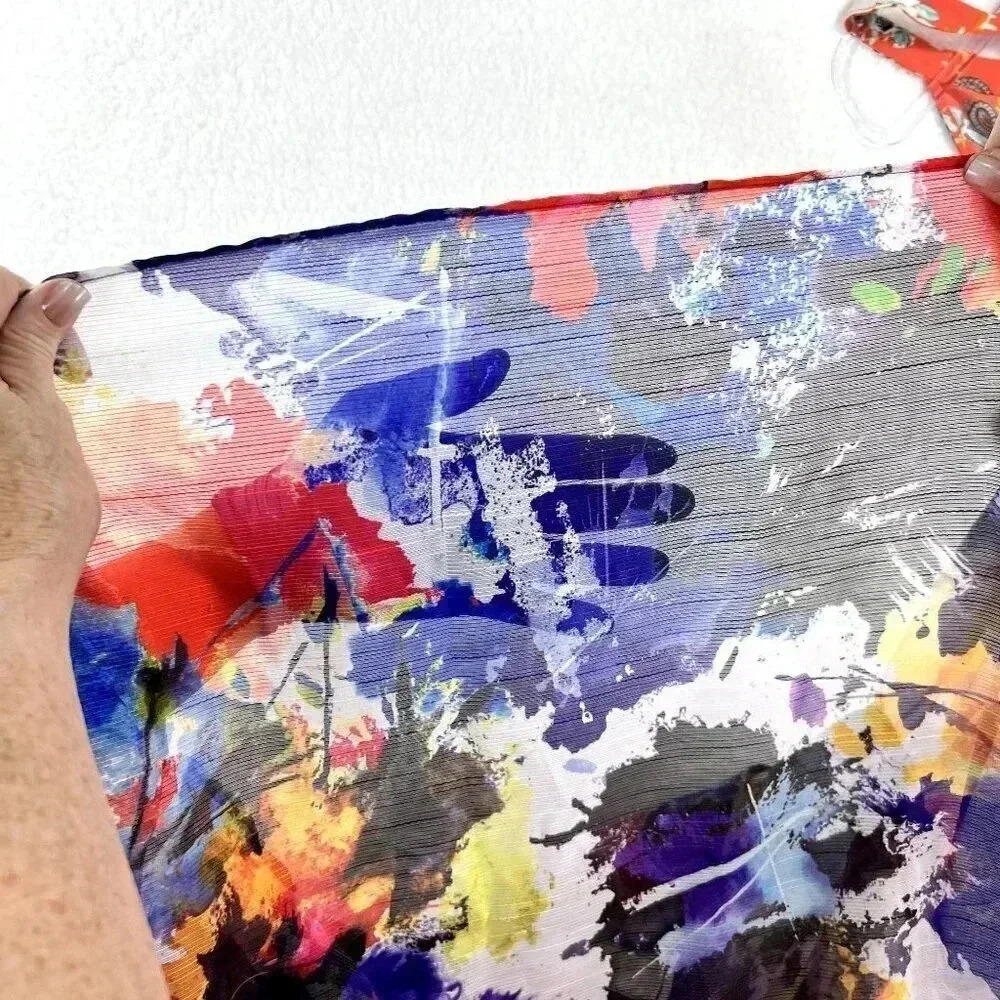 John Mark Mixed Print Blue Button Front Long Shee… - image 2